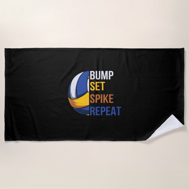 Serviette De Plage Volleyball Player | Set Spike Repeat (Devant)