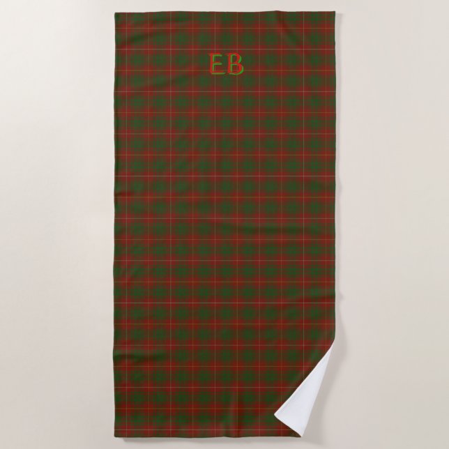 Serviette De Plage Vos initiales sur Bruce Clan tartan (Devant)