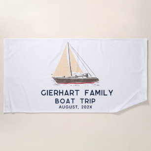 Serviette De Plage Voyage en bateau de famille nautique personnalisé