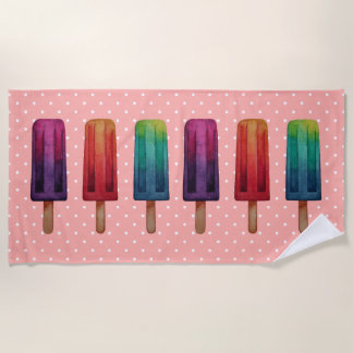 Serviette De Plage Watercolor Cute Popsicle Glaces Creams