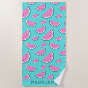 Serviette De Plage Watermelon Fruit Motif Turquoise Personnalisé