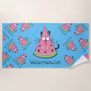 Serviette De Plage Watermeowlon Watermelon Cat Funny Beach Towne