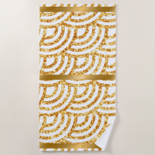 Serviette De Plage Wave Gold Sun Parties scintillant Boho Populaire C