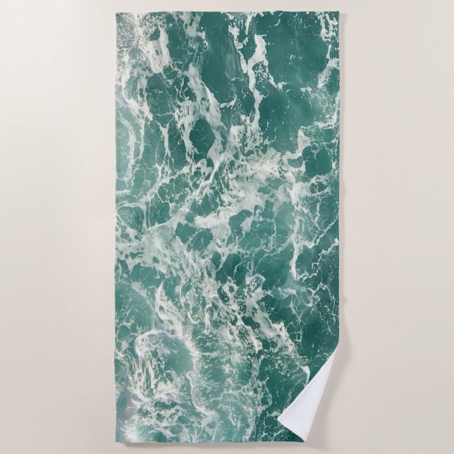 Serviette De Plage Waves Blue Green (Devant)