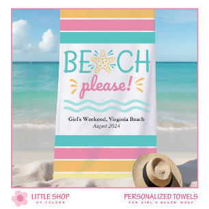 Serviette De Plage Week-end de filles personnalisé à la plage s'il vo