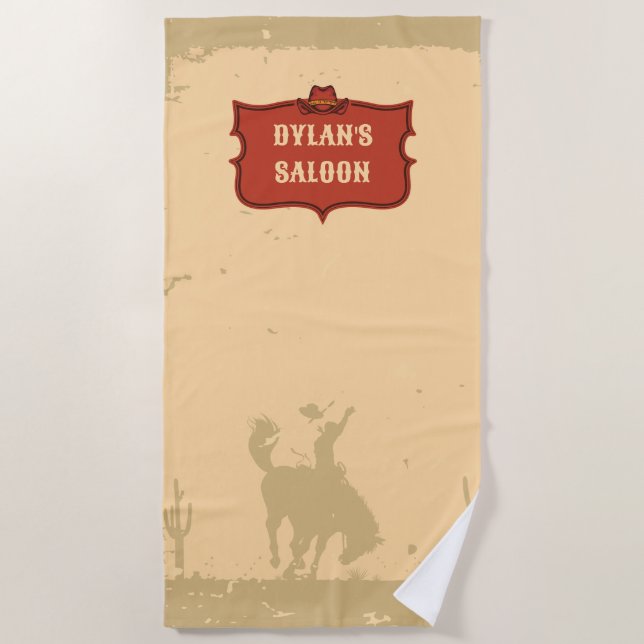 Serviette De Plage Western Cowboy Monogramme Nom Rustique Salon (Devant)