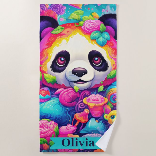 Serviette De Plage Whimsical Panda Wonderland (Devant)