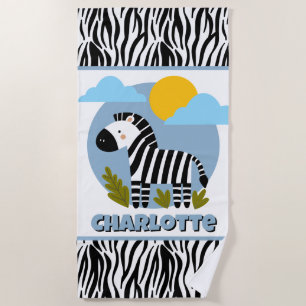 Serviette De Plage Whimsical Zebra Print Scandinavian Influencé