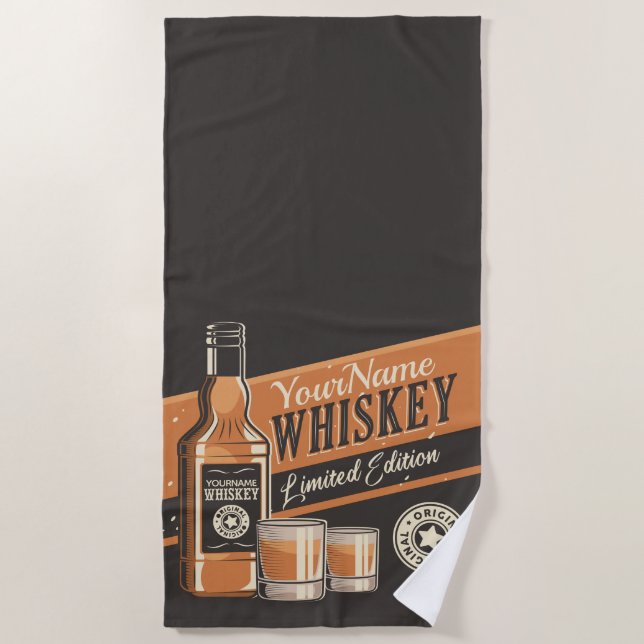 Serviette De Plage Whiskey Liquor Bottle Western Bar  (Devant)