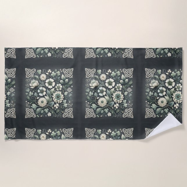 Serviette De Plage Whispered Clover Knotwork Garden (Devant)