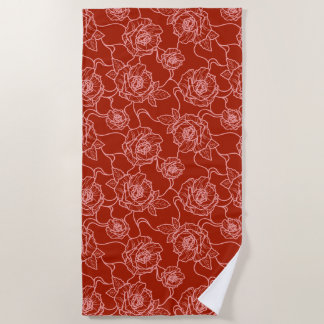 Serviette De Plage Whispers of Rose, Elegant Line Art Floral