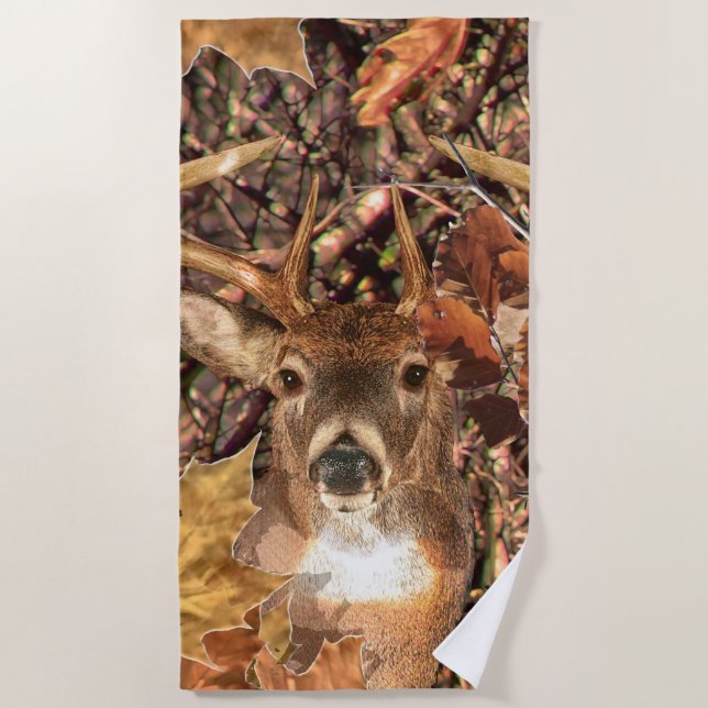 Serviette De Plage White Tail Deer Head Fall Energy Spiré sur un (Devant)
