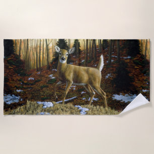 Serviette De Plage Whitetail Deer Doe dans la forêt d'automne
