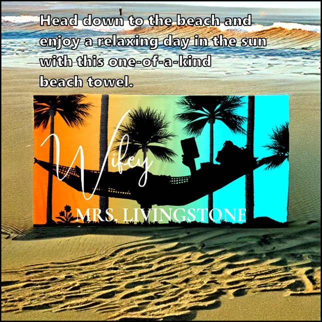 Serviette De Plage Wifey Script, Ajouter Votre Nom, Tropical, Serviet (Créateur téléchargé)