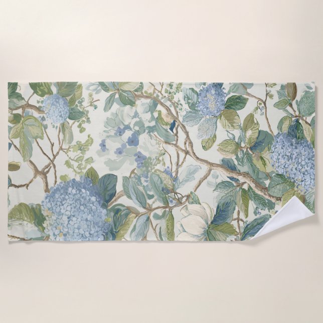 Serviette De Plage Willow Little Magnolia Wallpaper Floral Coastal  (Devant)