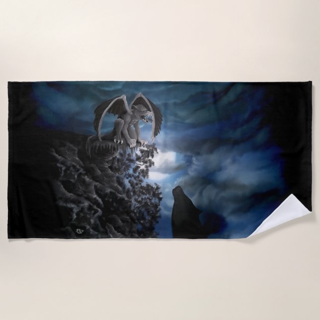 Serviette De Plage Wolf Moon - Wolf avec Golem (Devant)