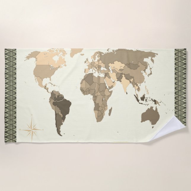 Serviette De Plage World Map  (Devant)