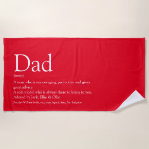 Serviette De Plage World's Best Dad Daddy Father Definition Fun Red