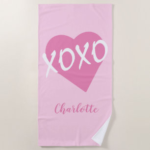 Serviette De Plage XOXO Coeur rose Embrasse Baisers Rose