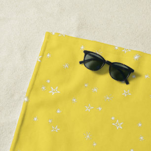 Serviette De Plage Yellow Gold et White Twinkle Little Stars