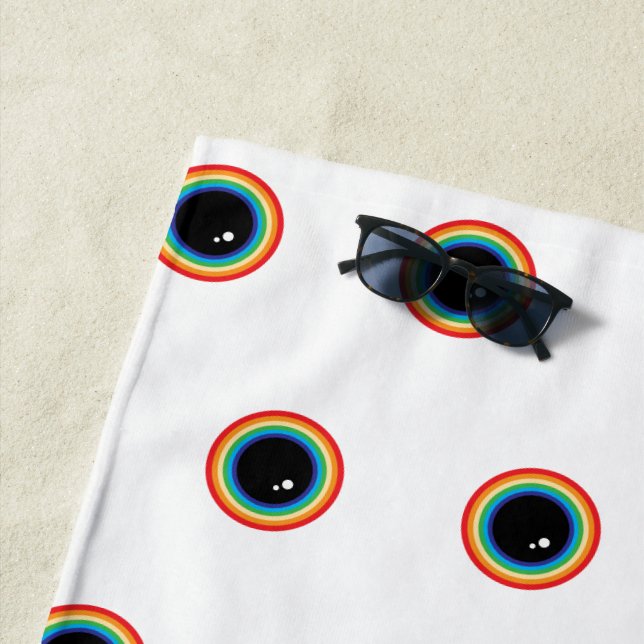Serviette De Plage Yeux arc-en-ciel cool (En situation)