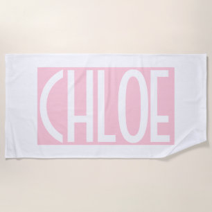 Serviette De Plage Your Bold White Text on Light Pink