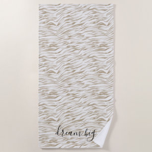Serviette De Plage Zen Cream White Cocoa Brown Zebra Imprimer