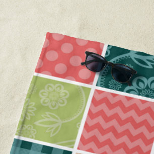 Serviette De Plage Zigzag, Chevron, En vichy, Pois, Patchwork