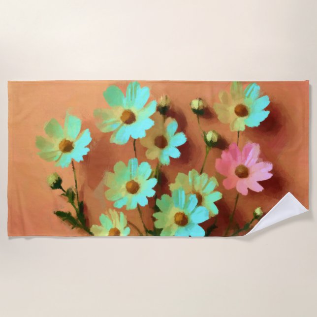 Serviette De Plage Zinnia Elegans Vibrant Botanique (Devant)