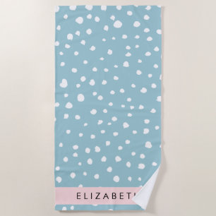 Serviette De Plage Zones Dalmatiennes Bleues, Points Dalmatiens, Votr