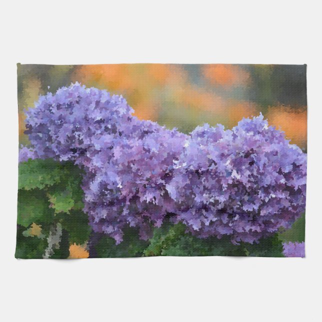 Serviette de plat impressionniste d'hortensia (Horizontal)