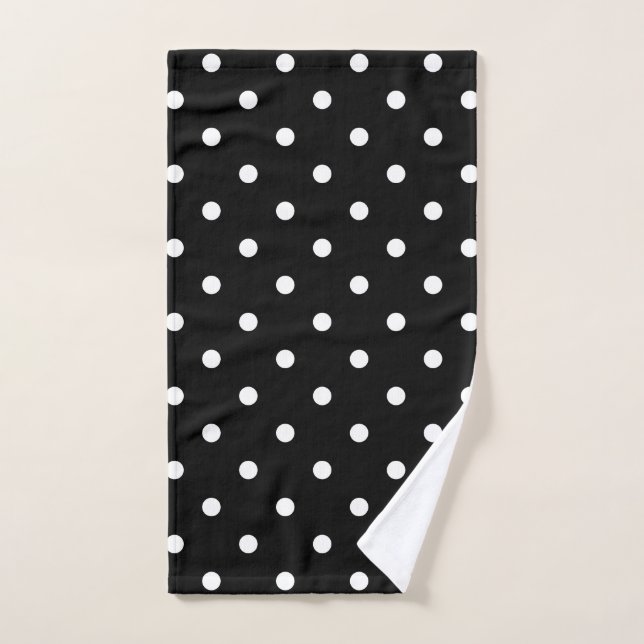 Serviette de pois moderne et élégante en noir et b (Serviette à main)