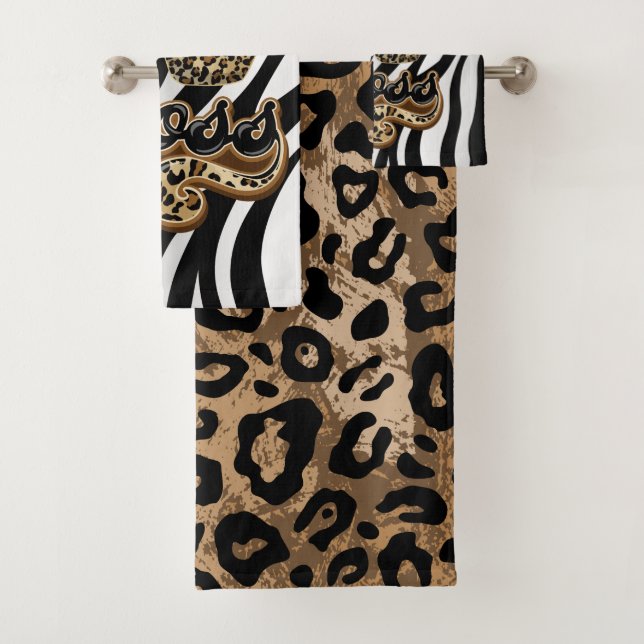 Serviette de Poster de animal Leopard.. Haut talon (En situation)