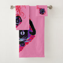 Serviette de salle de bain avec chaton