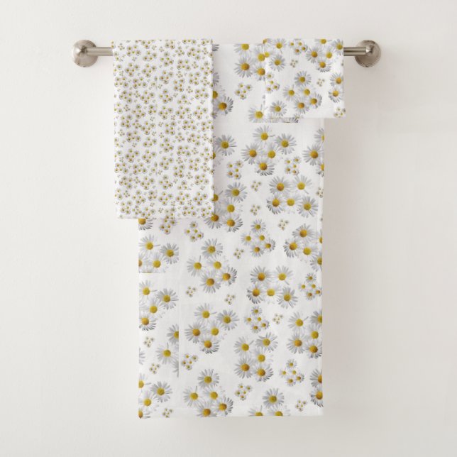 Serviette De Salle De Bain Jeux Floral Blanc Faisé (En situation)