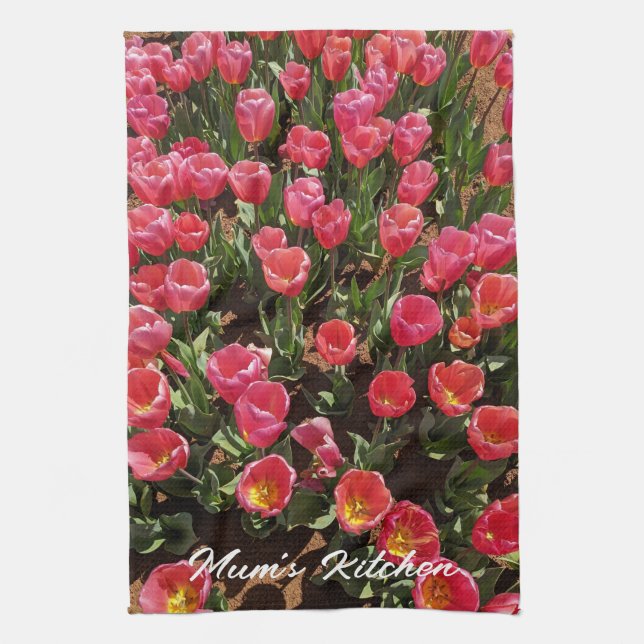 Serviette de thé à la cuisine de maman Tulips roug (Vertical)