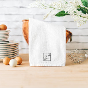 Serviette de thé à monogramme intemporel   Crête b