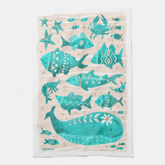Serviette de thé au poisson côtier