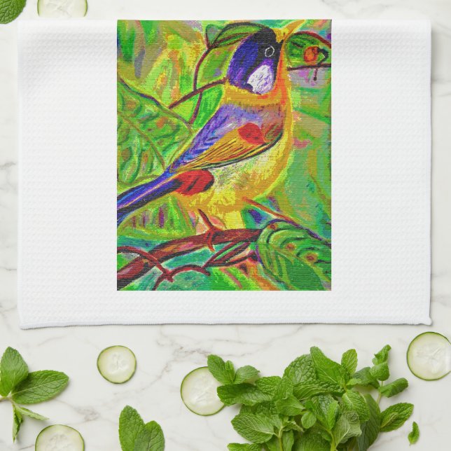 Serviette de thé aux oiseaux de Leslie (Plié)