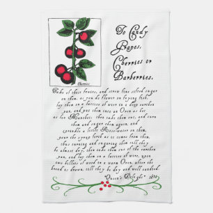 Serviette de thé avec la recette et l'illustratio