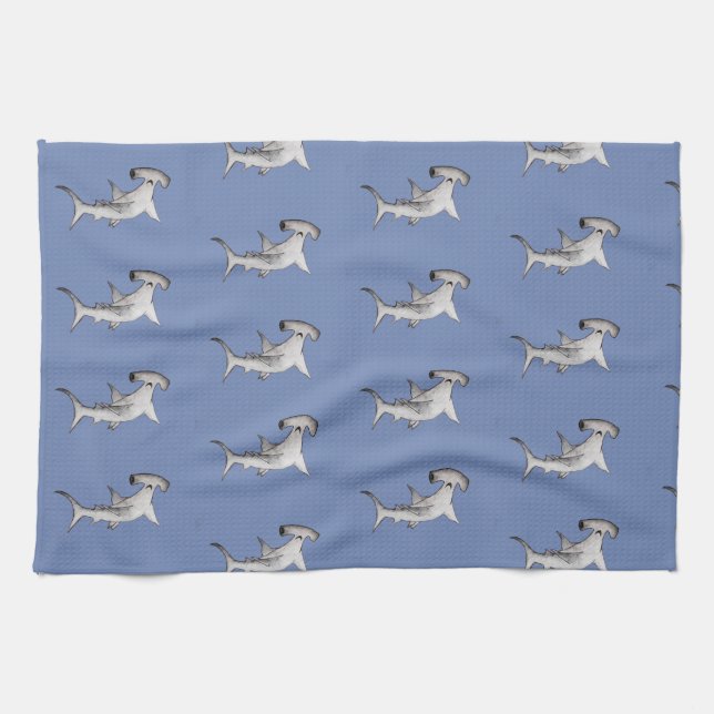 Serviette de thé bleu requin (Horizontal)