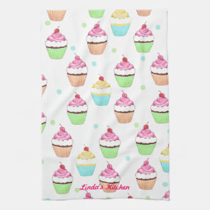 Serviette de thé colorée de petit gâteau