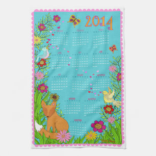 Serviette de thé de 2014 calendriers - Fox dans le