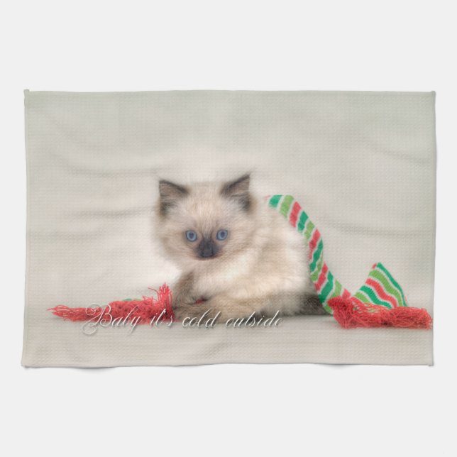 Serviette de thé de chaton de Ragdoll (Horizontal)