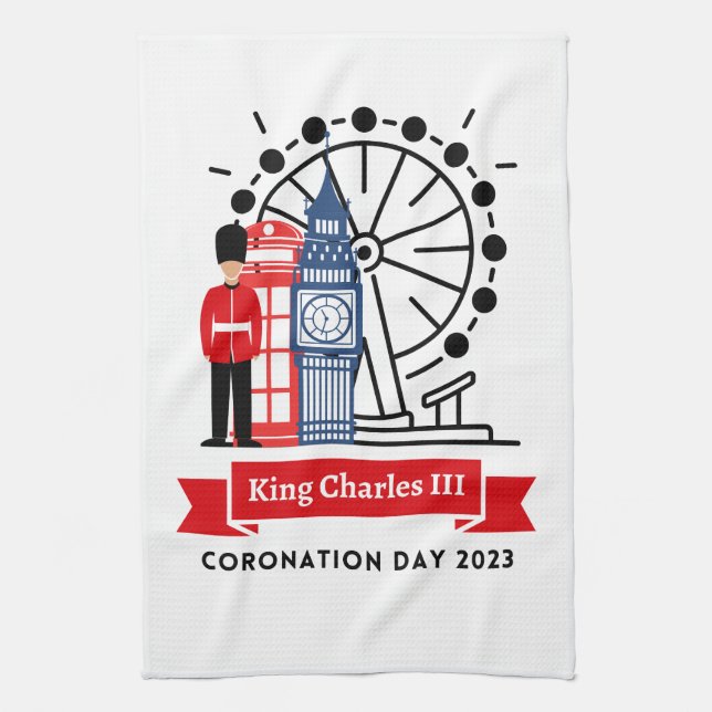 Serviette de thé de couronnement King Charles III (Vertical)