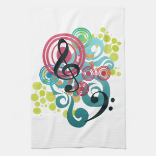 Serviette de thé de cuisine de remous de musique