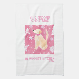 Serviette de thé de Noël rose sur mesure