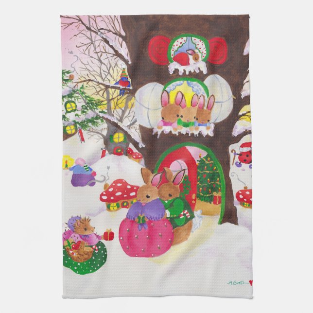 Serviette de thé de Noël Woodland (Vertical)