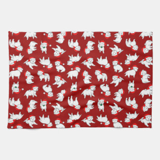 Serviette de thé de Westies de Noël