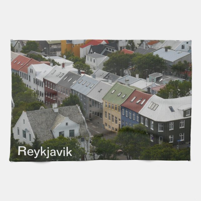 Serviette de thé d'Islande de Reykjavik (Horizontal)